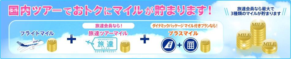 国内ツアーでおトクにマイルが貯まります!