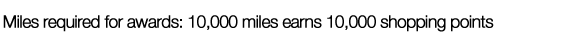 Miles required for awards: 10,000 miles earns 10,000 ANA Shopping Points