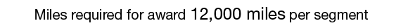 Miles required for award: 12,000 miles per segment