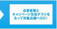 必要書類とキャンペーン告知チラシをもって対象店舗へGO!