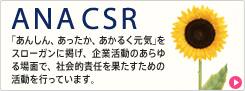 ANA CSR
「あんしん、あったか、あかるく元気」をスローガンに掲げ、企業活動のあらゆる場面で、社会的責任を果たすための活動を行っています。