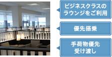 ビジネスクラスのラウンジをご利用 優先搭乗 手荷物優先受け渡し