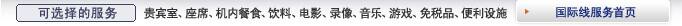可选择的服务　贵宾室、座席、机内餐食、饮料、电影、录像、音乐、游戏、免税品、便利设施