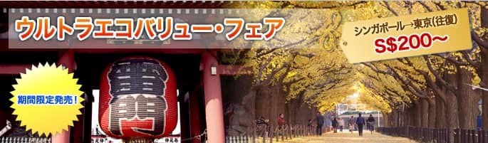 Eco-Fair Value Ultra Tokyo, Singapore → (return) Limited time sale S $ 200 ~!