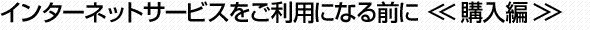 インターネットサービスをご利用になる前に<<購入編>>