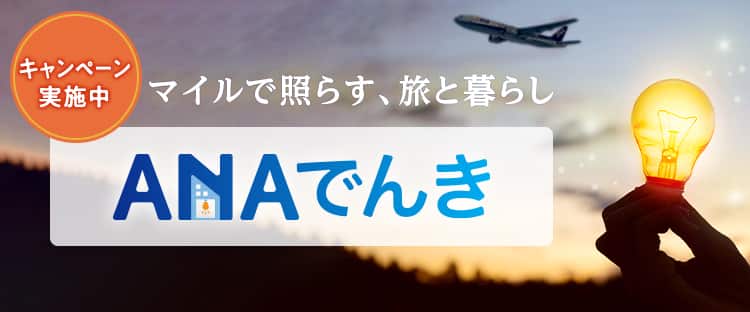 キャンペーン実施中　マイルで照らす、旅と暮らし　ANAでんき