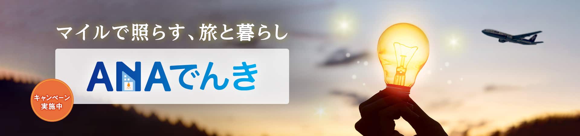 キャンペーン実施中　マイルで照らす、旅と暮らし　ANAでんき