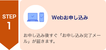 STEP1 Webお申し込み お申し込み後すぐ「お申し込み完了メール」が届きます。