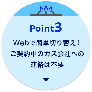 Point3　Webで簡単切り替え！ご契約中のガス会社への連絡は不要