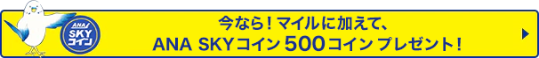 今なら！マイルに加えて、ANA SKYコイン500コイン プレゼント！