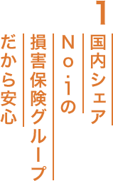 1. 国内シェアNo.1の損害保険グループだから安心