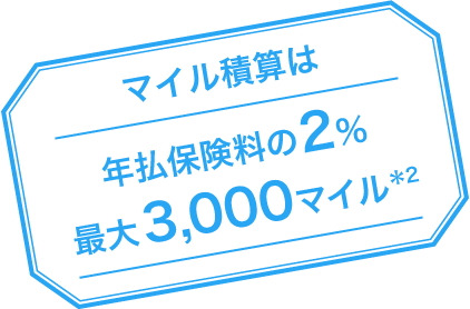 マイル積算は年払保険料の2％　最大3,000マイル*2