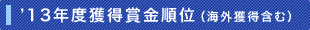 ’13年度獲得賞金順位（海外獲得含む）