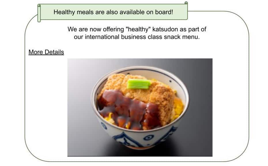 Healthy katsudon served in-flight