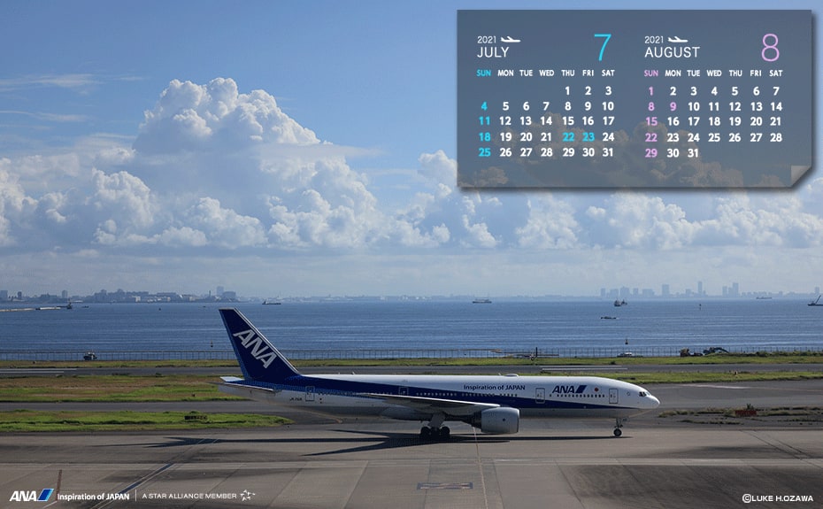 壁紙カレンダー シンプルに使える飛行機画像をダウンロード Ana