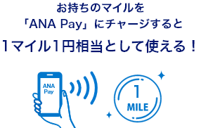 お持ちのマイルを「ANA Pay」にチャージすると1マイル1円相当として使える！