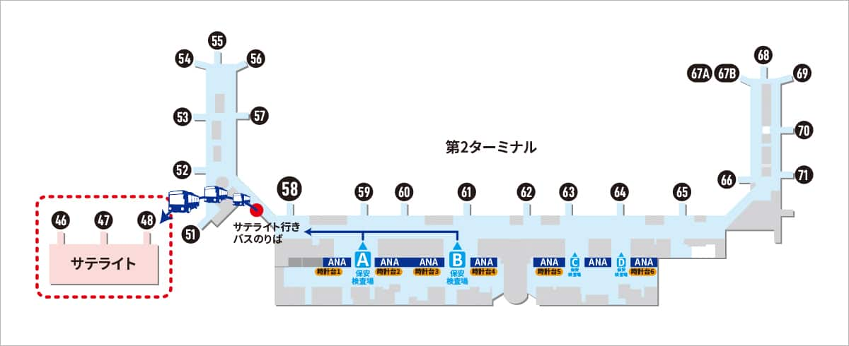 羽田空港 第2ターミナル サテライト 別棟 空港案内 国内線 空港 機内で Ana