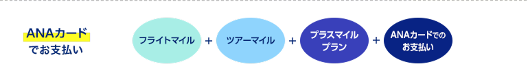 ANAカードでお支払い フライトマイル＋ツアーマイル＋プラスマイル＋ANAカードでのお支払い