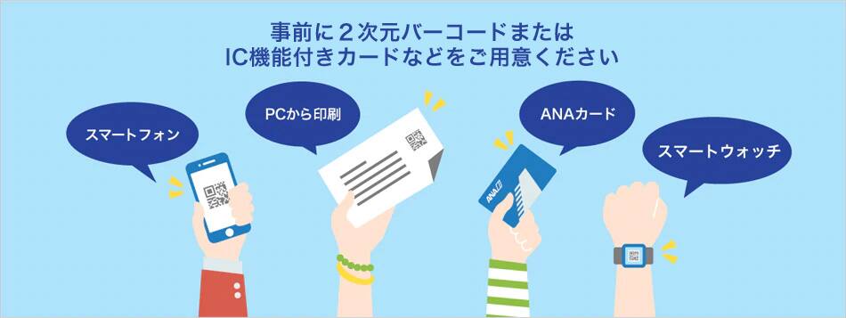 事前に2次元バーコードまたはIC機能付きカードなどをご用意ください