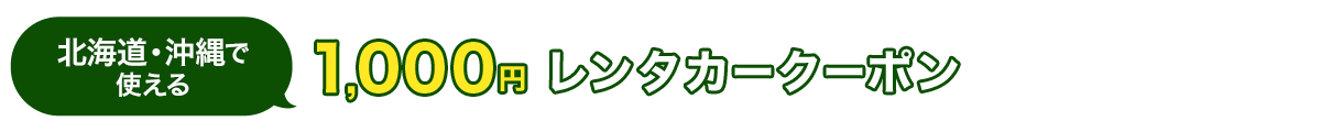 北海道・沖縄で使える　1,000円　レンタカークーポン