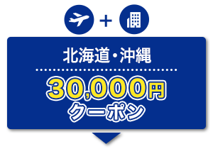 航空券＋宿泊　北海道・沖縄　30,000円　クーポン