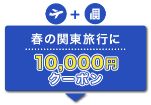 航空券＋宿泊　春の関東旅行に　10,000円　クーポン