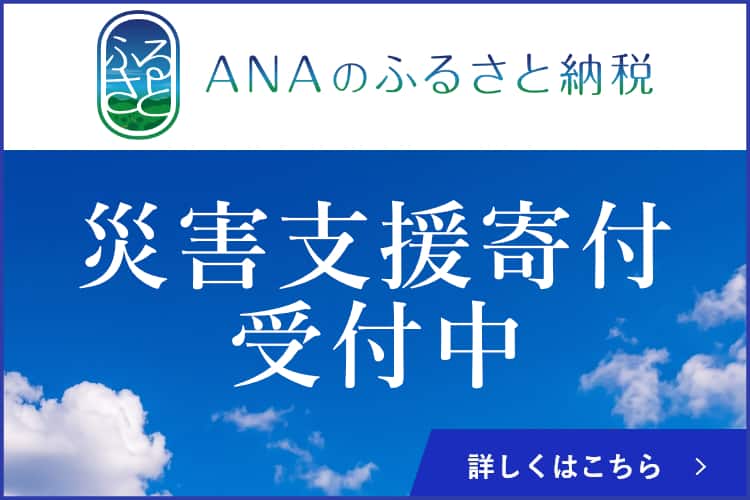 ANAのふるさと納税 災害支援寄付受付中 詳しくはこちら