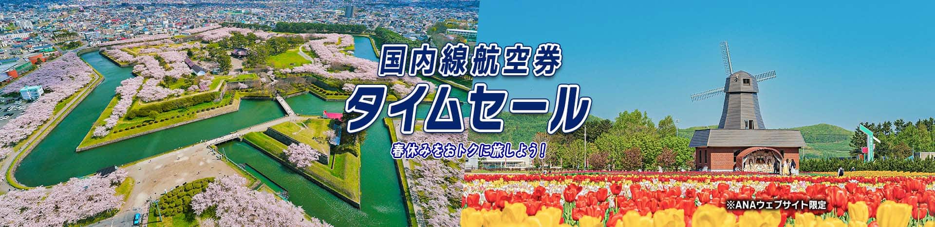 国内線航空券タイムセール 春休みをおトクに旅しよう！ *ANAウェブサイト限定