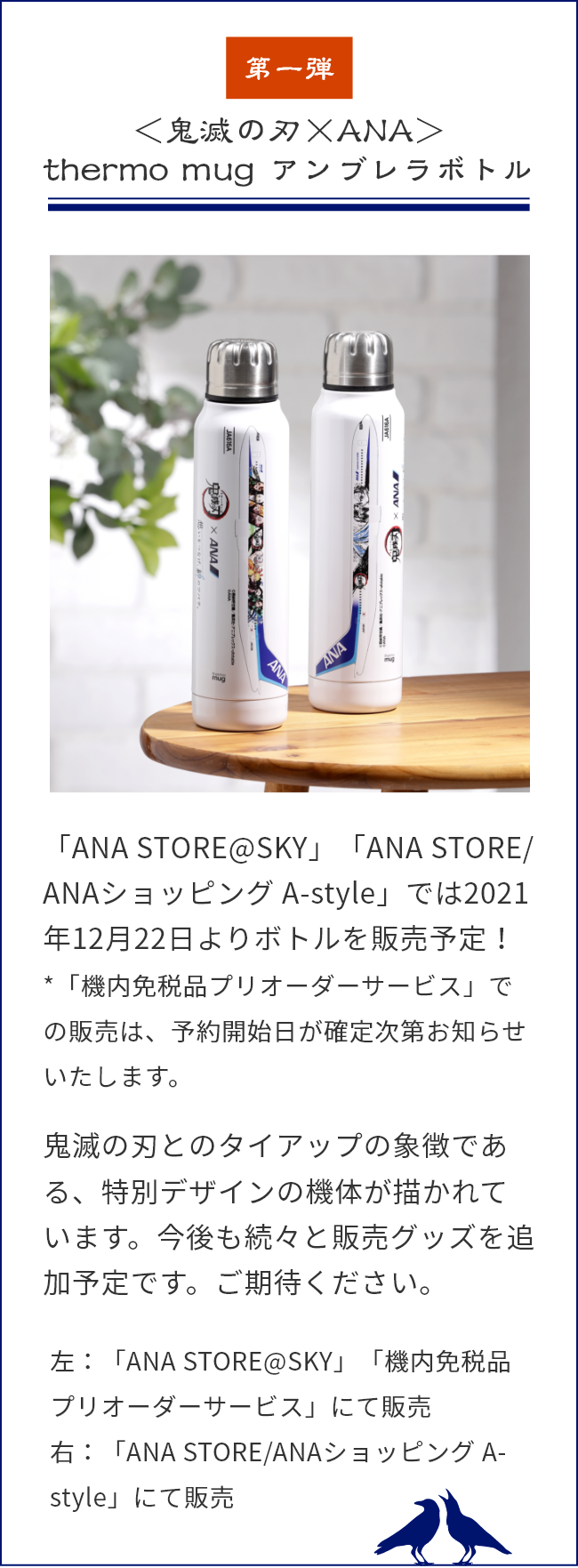 鬼滅の刃　ANA アンブレラボトル 機内販売限定　タンブラー　JA745A 左側