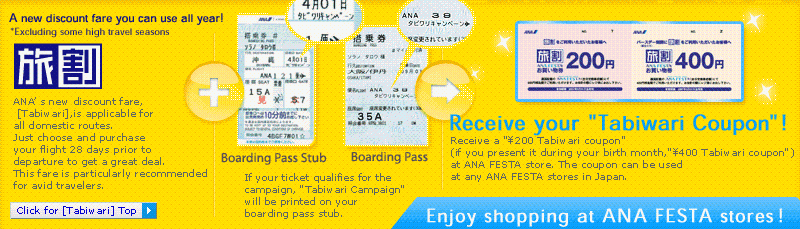 Receive your "Tabiwari Coupon"!