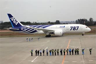 The Boeing 787 Soars above Sendai on a Flight to Encourage Reconstruction