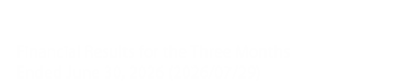 Investor Relations Financial Results for the Three Months Ended June 30, 2026 (2026/07/29)