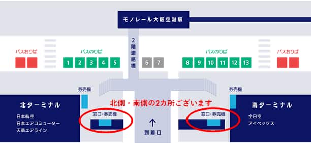 大阪（伊丹）空港引換窓口案内図