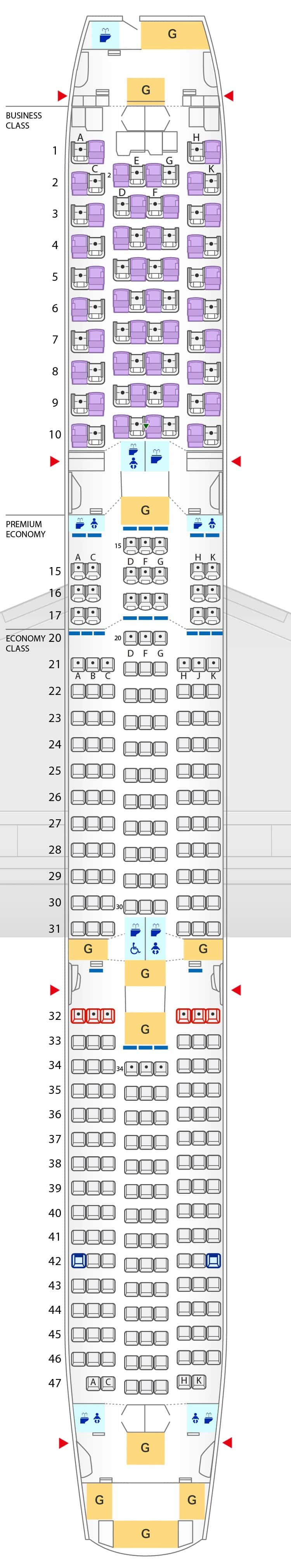 Boeing 787-10 (781)|Configuration・Seatmap|International flights|ANA