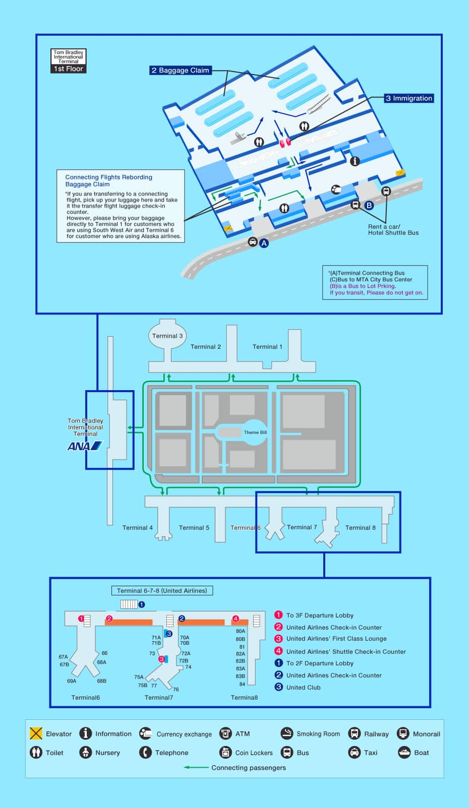 Guide For Facilities In Los Angeles International Airport Airport Guide International At The Airport In Flight International Ana