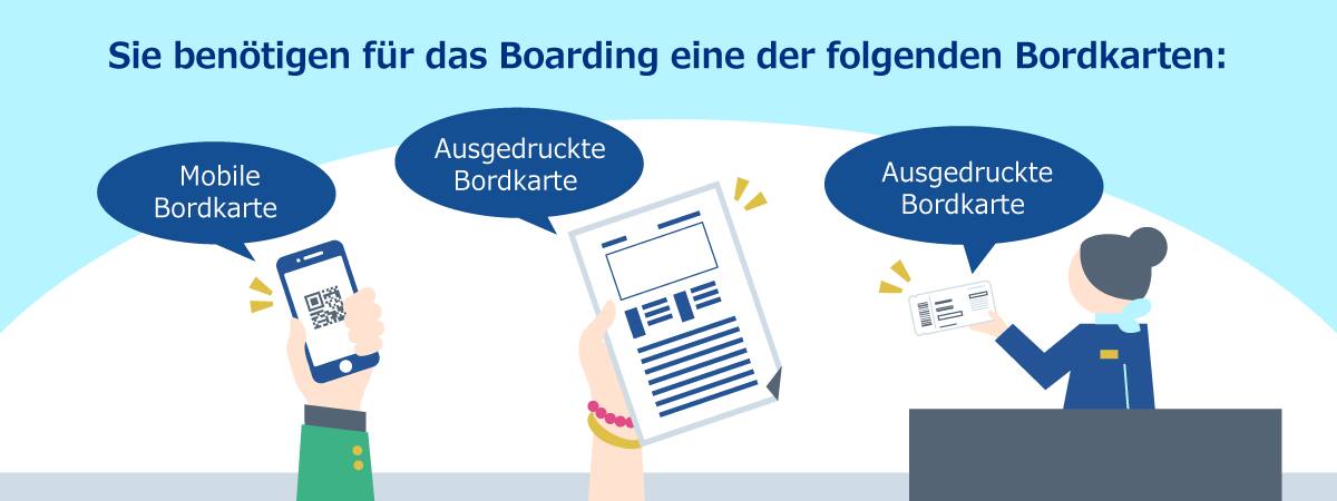 Sie benötigen für das Boarding eine der folgenden Bordkarten: