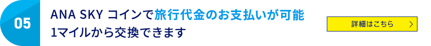 05 ANA SKY コインで旅行代金のお支払いが可能 1マイルから交換できます 詳細はこちら