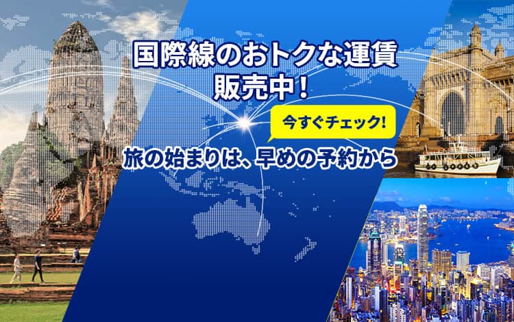 国際線のおトクな運賃販売中！旅の始まりは、早めの予約から 今すぐチェック！
