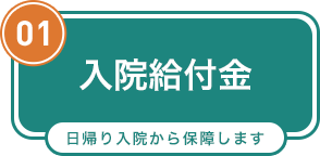 01 入院給付金 日帰りから保障します
