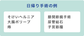 日帰り手術の例