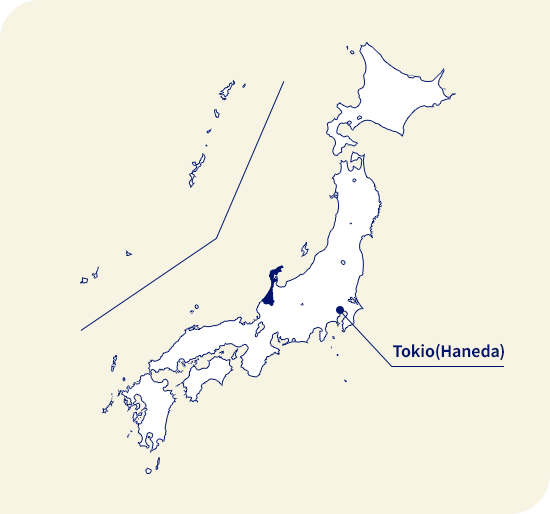 Karte von Japan. Ishikawa liegt nordwestlich von Tokio (Haneda)