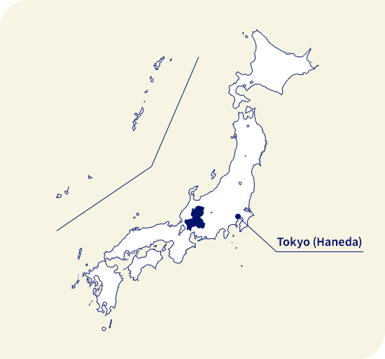 Carte du Japon. Gifu situé à l'ouest de Tokyo (Haneda)