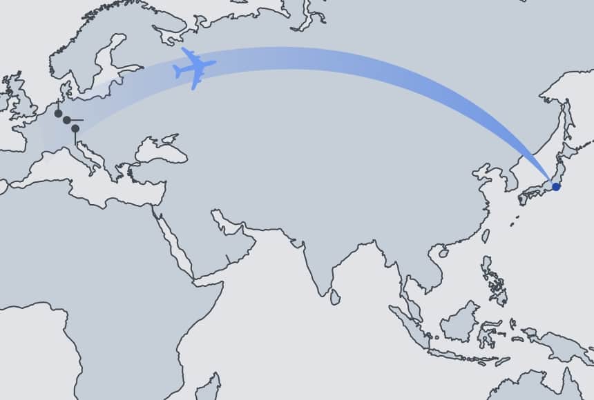 Flugplan von ANA aus drei deutschen Städten nach Tokio