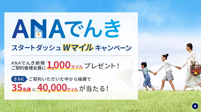 ＜ANAでんき＞スタートダッシュWマイルキャンペーン