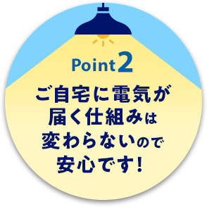 Point2：ご自宅に電気が届く仕組みは変わらないので安心です！