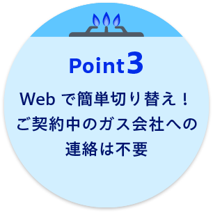 Point3　Webで簡単切り替え！ご契約中のガス会社への連絡は不要