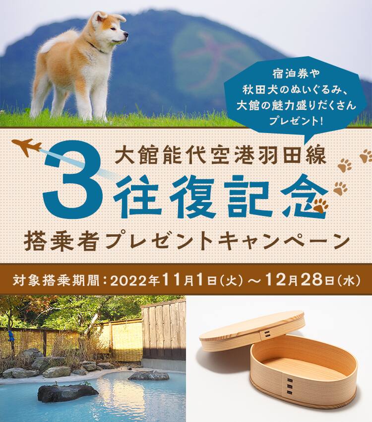 大館能代空港羽田線3往復記念 プレゼントキャンペーン Ana