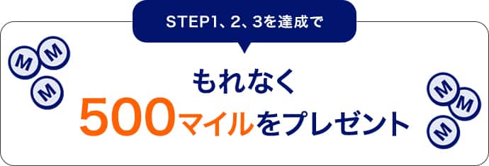 STEP1、2、3を達成でもれなく500マイルをプレゼント