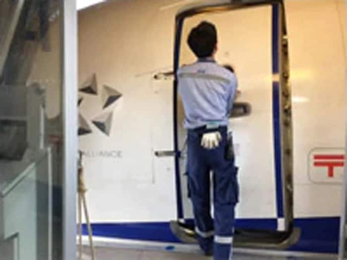 The aircraft doors are closed. 