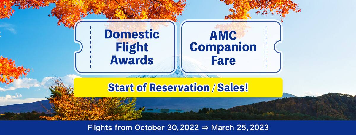 Domestic Flight Awards and AMC Companion Fare on Reservation and Sale for Flights from October 30, 2022 to March 25, 2023